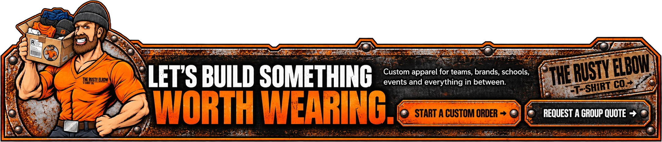 Let's build something worth wearing — custom apparel for teams, brands, schools and events. Start a custom order or request a group quote.